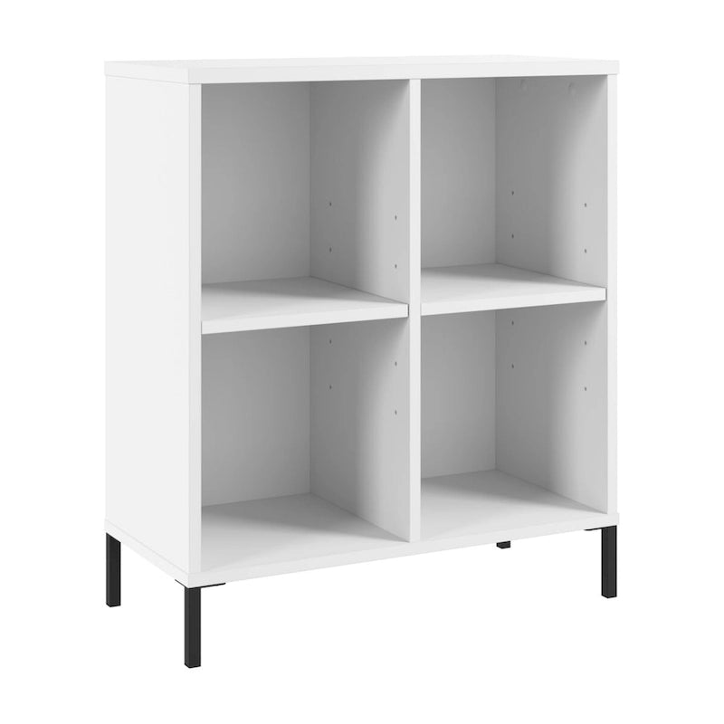 Bibliothèque de rangement 4 cubes blanche – Pieds en acier, 2 étagères