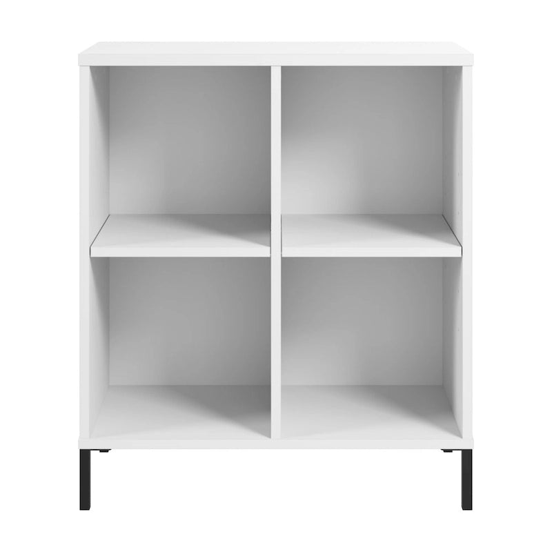 Bibliothèque de rangement 4 cubes blanche – Pieds en acier, 2 étagères