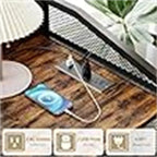 Support d'imprimante avec rangement et station de recharge – Marron / Marron rustique / Blanc, une seule imprimante, 2 prises, 2 ports USB