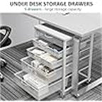 Support d'imprimante avec rangement et station de recharge – Marron / Marron rustique / Blanc, une seule imprimante, 2 prises, 2 ports USB