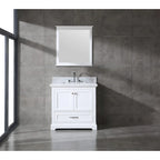 Ensemble meuble-lavabo simple vasque 90 cm blanc/gris avec miroir