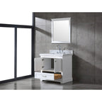 Ensemble meuble-lavabo simple vasque 90 cm blanc/gris avec miroir