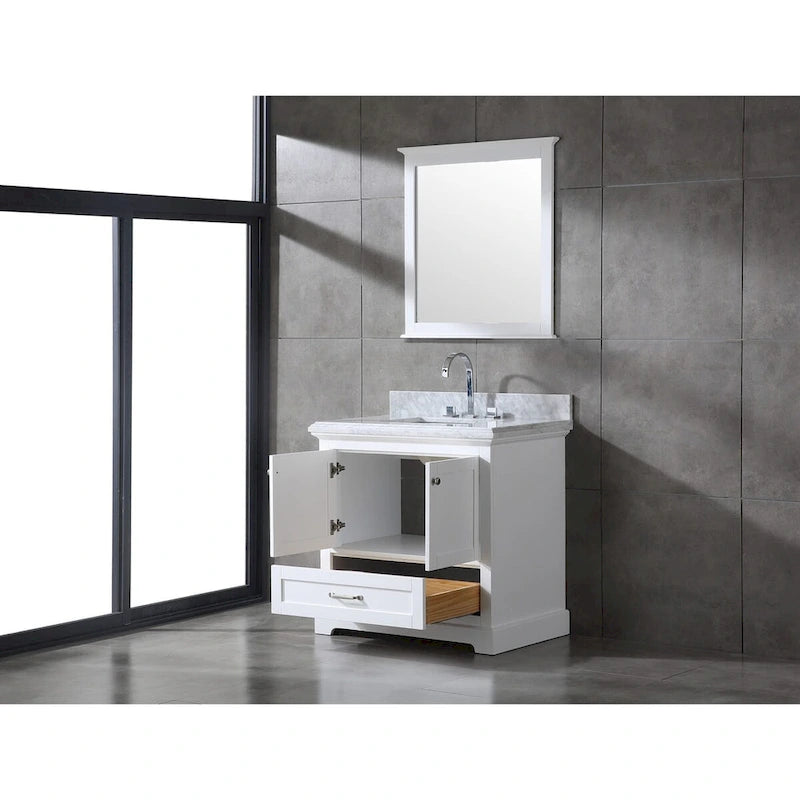 Ensemble meuble-lavabo simple vasque 90 cm blanc/gris avec miroir