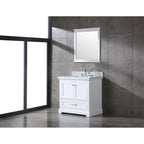 Ensemble meuble-lavabo simple vasque 90 cm blanc/gris avec miroir
