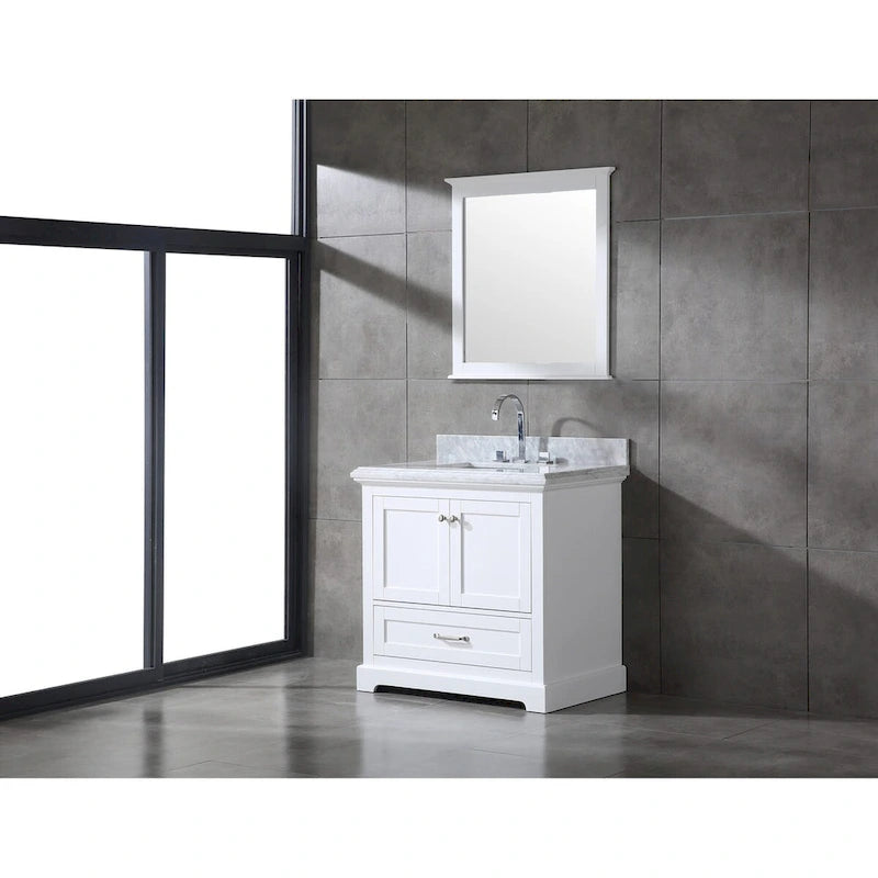 Ensemble meuble-lavabo simple vasque 90 cm blanc/gris avec miroir