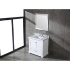 Ensemble meuble-lavabo simple vasque 90 cm blanc/gris avec miroir