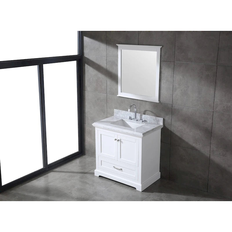 Ensemble meuble-lavabo simple vasque 90 cm blanc/gris avec miroir