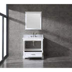 Ensemble meuble-lavabo simple vasque 90 cm blanc/gris avec miroir