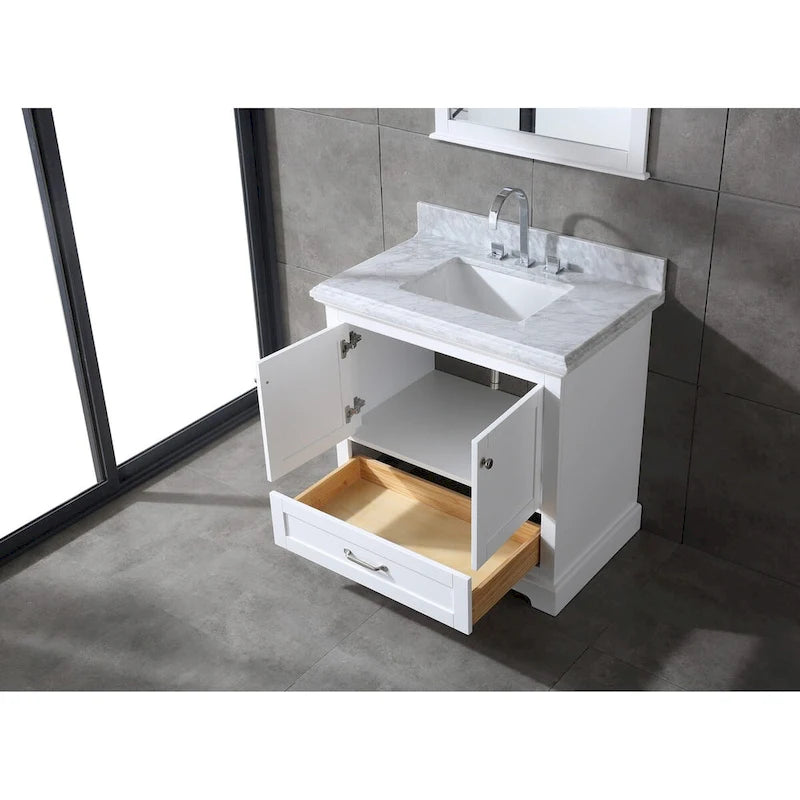 Ensemble meuble-lavabo simple vasque 90 cm blanc/gris avec miroir