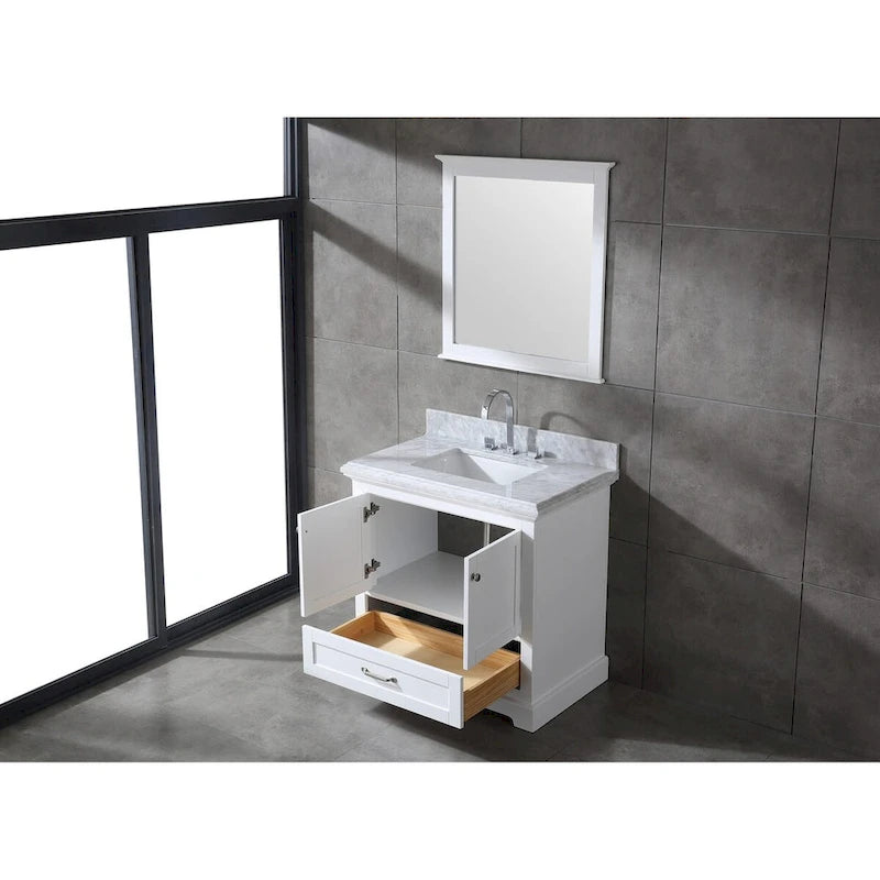 Ensemble meuble-lavabo simple vasque 90 cm blanc/gris avec miroir