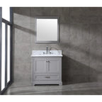 Ensemble meuble-lavabo simple vasque 90 cm blanc/gris avec miroir