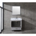 Ensemble meuble-lavabo simple vasque 90 cm blanc/gris avec miroir