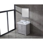 Ensemble meuble-lavabo simple vasque 90 cm blanc/gris avec miroir