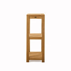 Étagère carrée marron à 3 niveaux en bois de teck – Usage unique