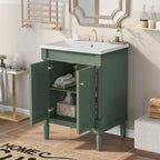 Meuble-lavabo simple vert/blanc/argenté/bleu avec armoire – 1 personne