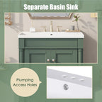 Meuble-lavabo simple vert/blanc/argenté/bleu avec armoire – 1 personne