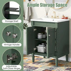 Meuble-lavabo simple vert/blanc/argenté/bleu avec armoire – 1 personne