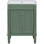Meuble-lavabo simple vert/blanc/argenté/bleu avec armoire – 1 personne
