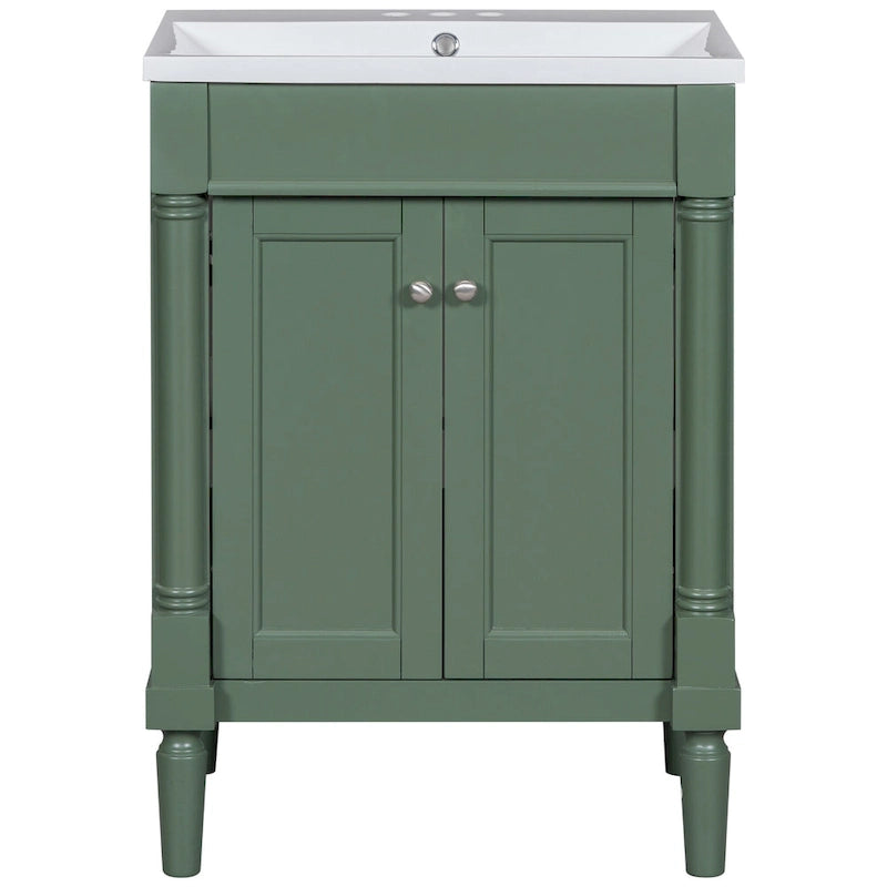 Meuble-lavabo simple vert/blanc/argenté/bleu avec armoire – 1 personne