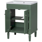 Meuble-lavabo simple vert/blanc/argenté/bleu avec armoire – 1 personne