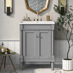 Meuble-lavabo simple vert/blanc/argenté/bleu avec armoire – 1 personne
