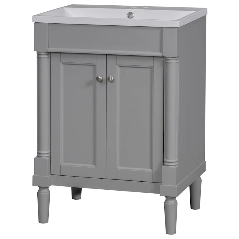 Meuble-lavabo simple vert/blanc/argenté/bleu avec armoire – 1 personne