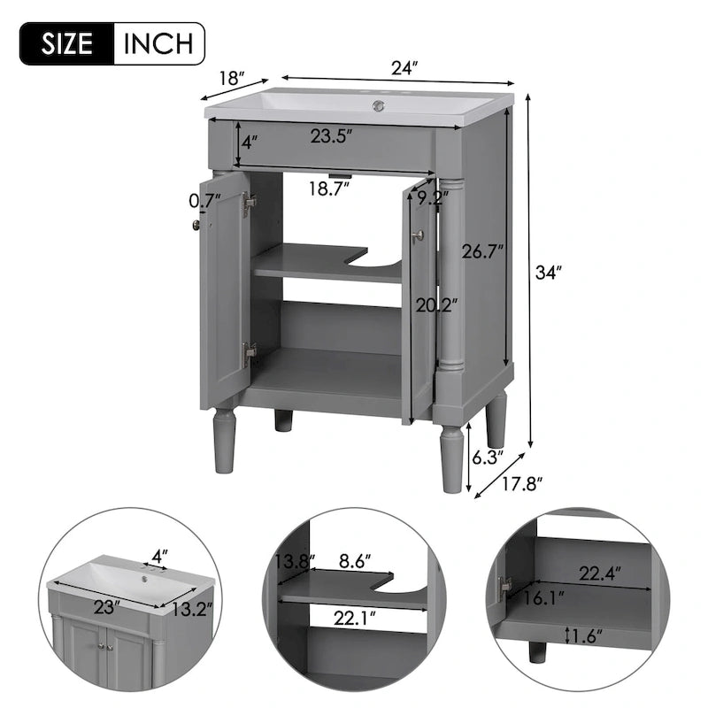 Meuble-lavabo simple vert/blanc/argenté/bleu avec armoire – 1 personne
