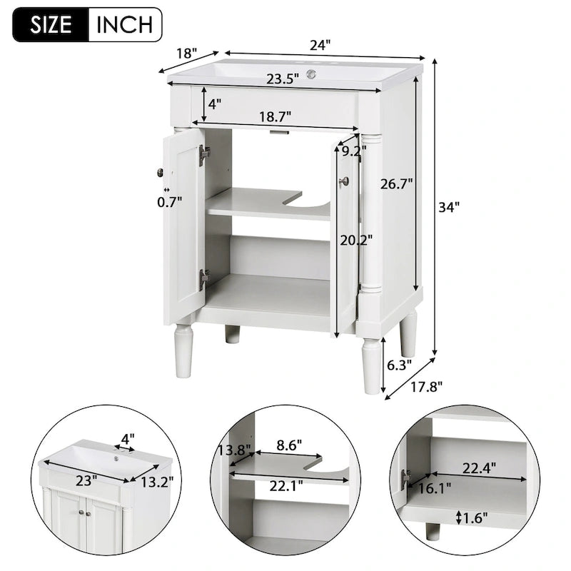 Meuble-lavabo simple vert/blanc/argenté/bleu avec armoire – 1 personne