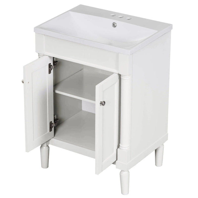 Meuble-lavabo simple vert/blanc/argenté/bleu avec armoire – 1 personne