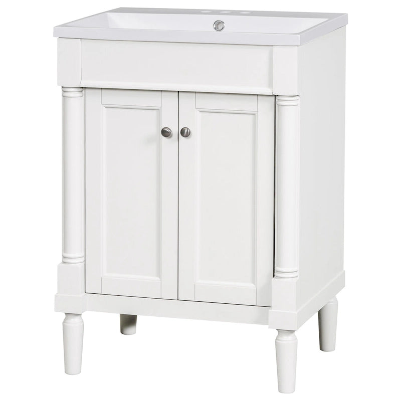 Meuble-lavabo simple vert/blanc/argenté/bleu avec armoire – 1 personne