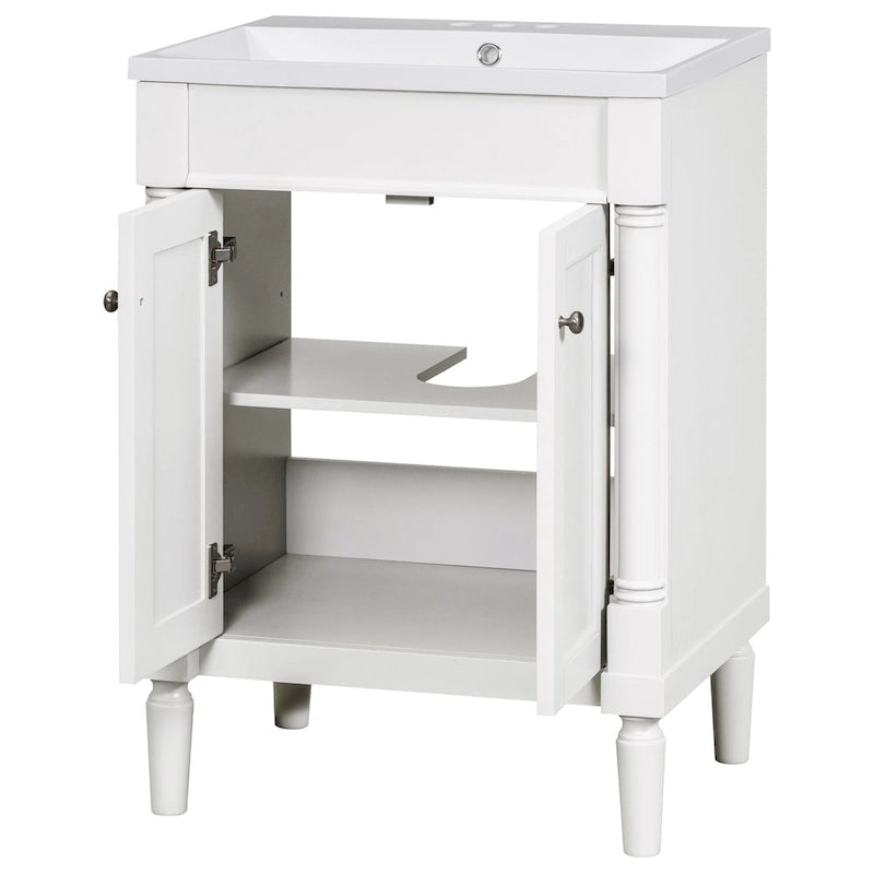 Meuble-lavabo simple vert/blanc/argenté/bleu avec armoire – 1 personne