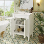 Meuble-lavabo simple vert/blanc/argenté/bleu avec armoire – 1 personne