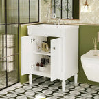 Meuble-lavabo simple vert/blanc/argenté/bleu avec armoire – 1 personne