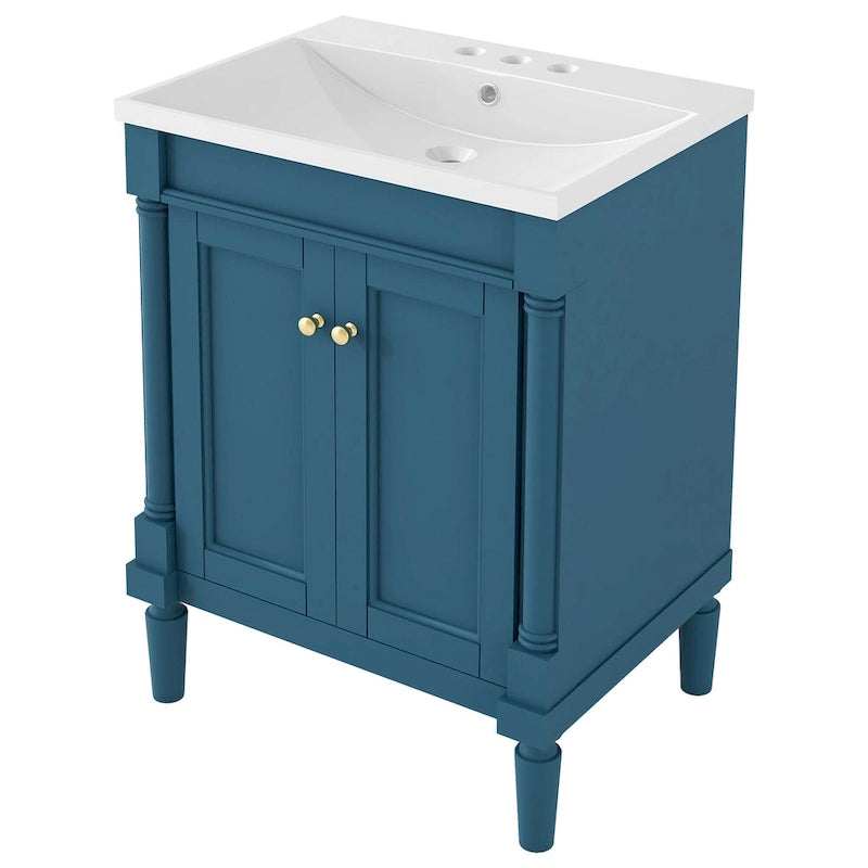 Meuble-lavabo simple vert/blanc/argenté/bleu avec armoire – 1 personne