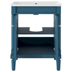Meuble-lavabo simple vert/blanc/argenté/bleu avec armoire – 1 personne