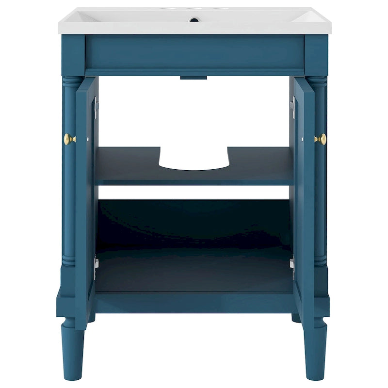 Meuble-lavabo simple vert/blanc/argenté/bleu avec armoire – 1 personne