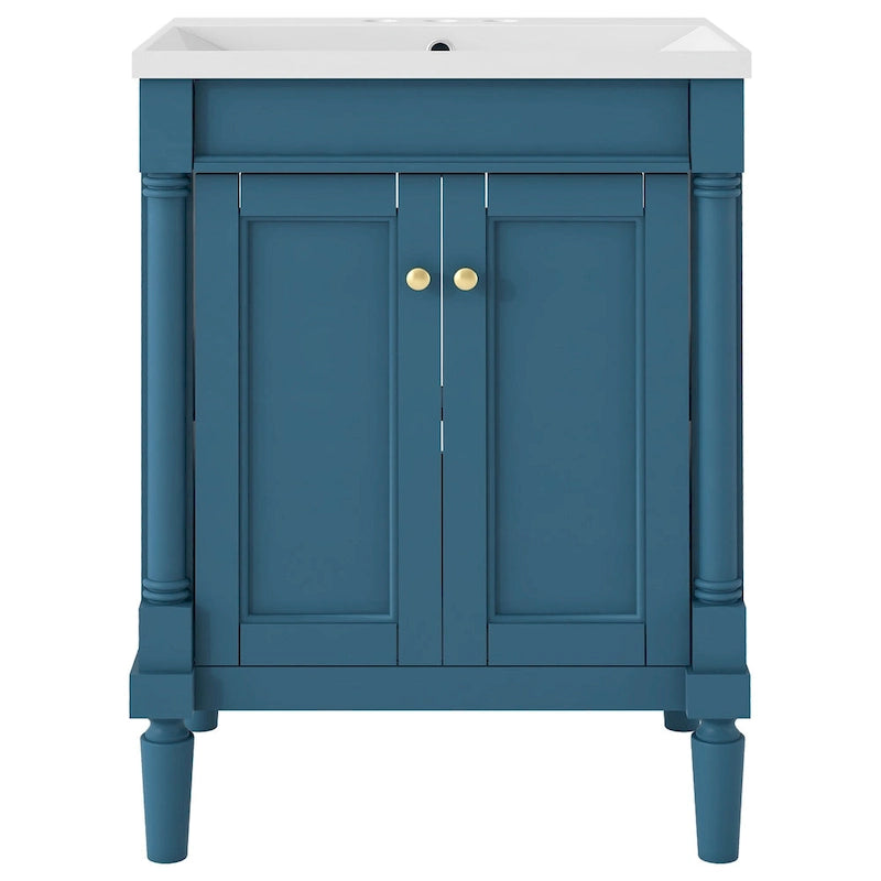 Meuble-lavabo simple vert/blanc/argenté/bleu avec armoire – 1 personne