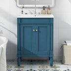 Meuble-lavabo simple vert/blanc/argenté/bleu avec armoire – 1 personne