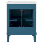 Meuble-lavabo simple vert/blanc/argenté/bleu avec armoire – 1 personne