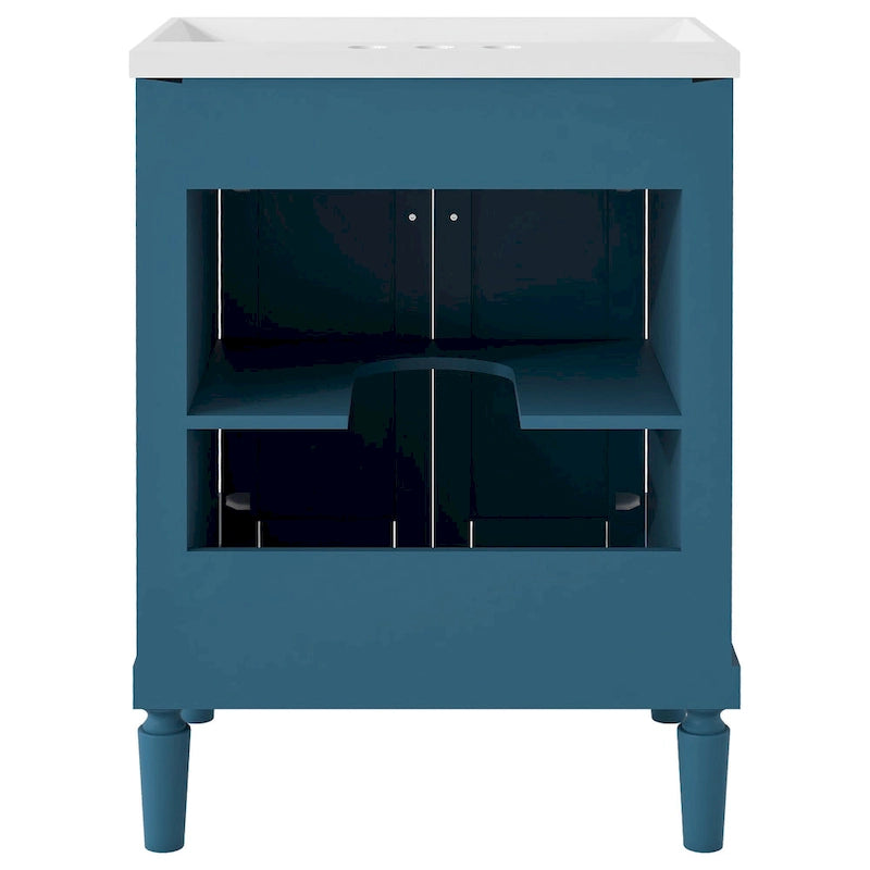Meuble-lavabo simple vert/blanc/argenté/bleu avec armoire – 1 personne