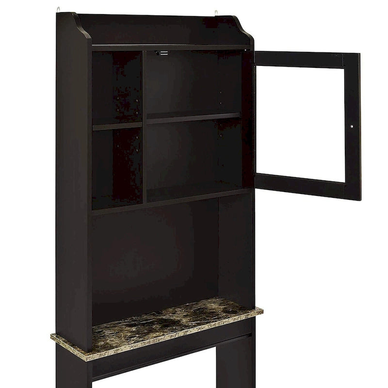 Meuble de rangement sur WC, finition bois marron, pour une personne