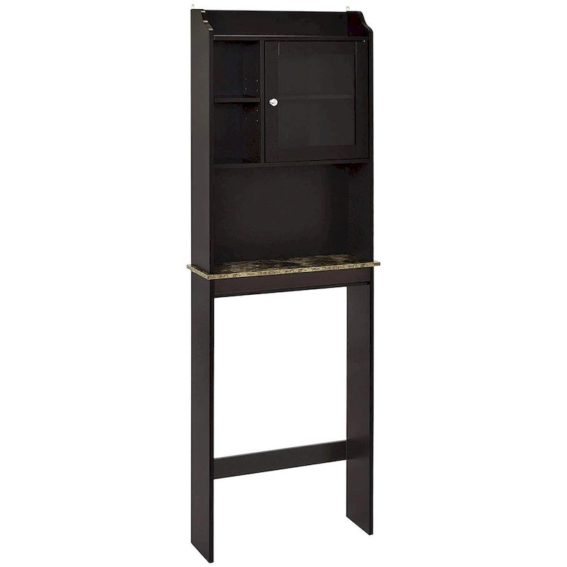 Meuble de rangement sur WC, finition bois marron, pour une personne