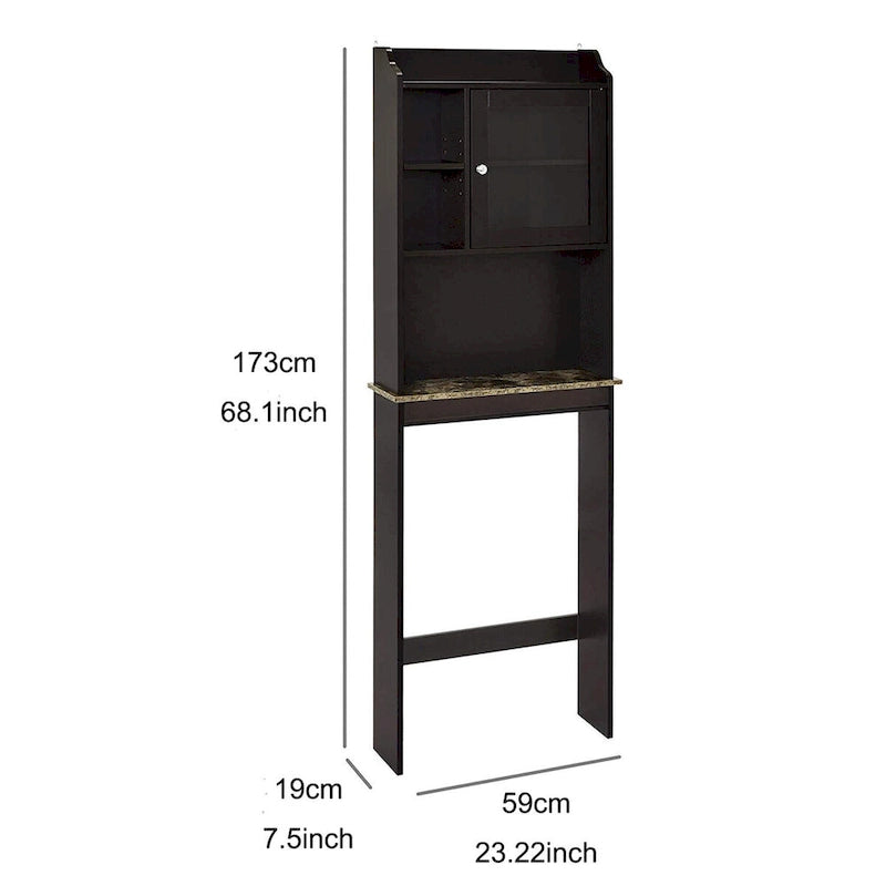 Meuble de rangement sur WC, finition bois marron, pour une personne