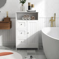 Meuble de rangement de salle de bain blanc au fini boisé avec 3 tiroirs et 1 porte – Assemblage par 1 personne