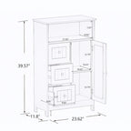 Meuble de rangement de salle de bain blanc au fini boisé avec 3 tiroirs et 1 porte – Assemblage par 1 personne