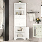 Meuble d'angle triangle blanc/gris, 3 tiroirs et étagère réglable