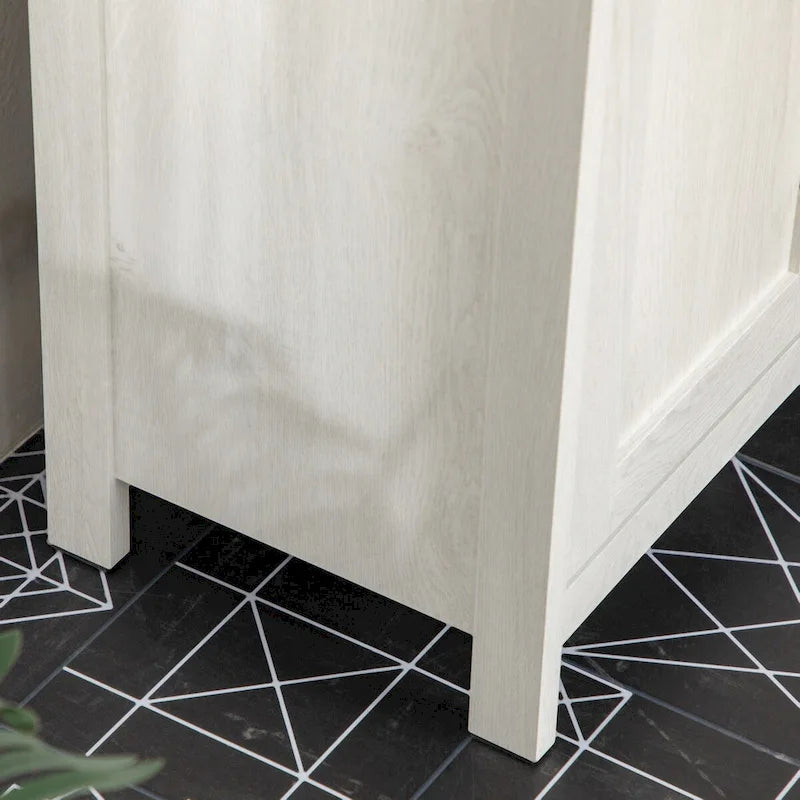 Meuble bas de lavabo autoportant blanc, deux portes, étagère réglable