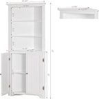 Meuble de rangement d'angle en bois blanc, 2 portes, 33 cm P x 58,4 cm L x 165,1 cm H