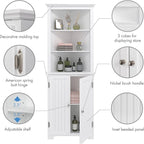 Meuble de rangement d'angle en bois blanc, 2 portes, 33 cm P x 58,4 cm L x 165,1 cm H