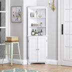 Meuble de rangement d'angle en bois blanc, 2 portes, 33 cm P x 58,4 cm L x 165,1 cm H
